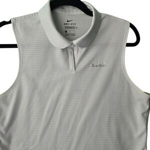Nike Dri-FIT Womens Sleeveless Golf‎ Polo Shirt Gray Hualalai Logo Large